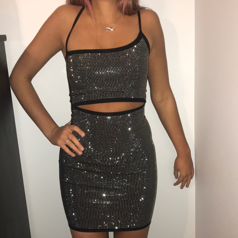 I.AM.GIA black diamond studded dress